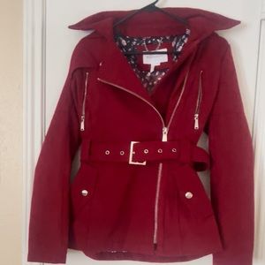 beautiful red coat with detachable hoodie